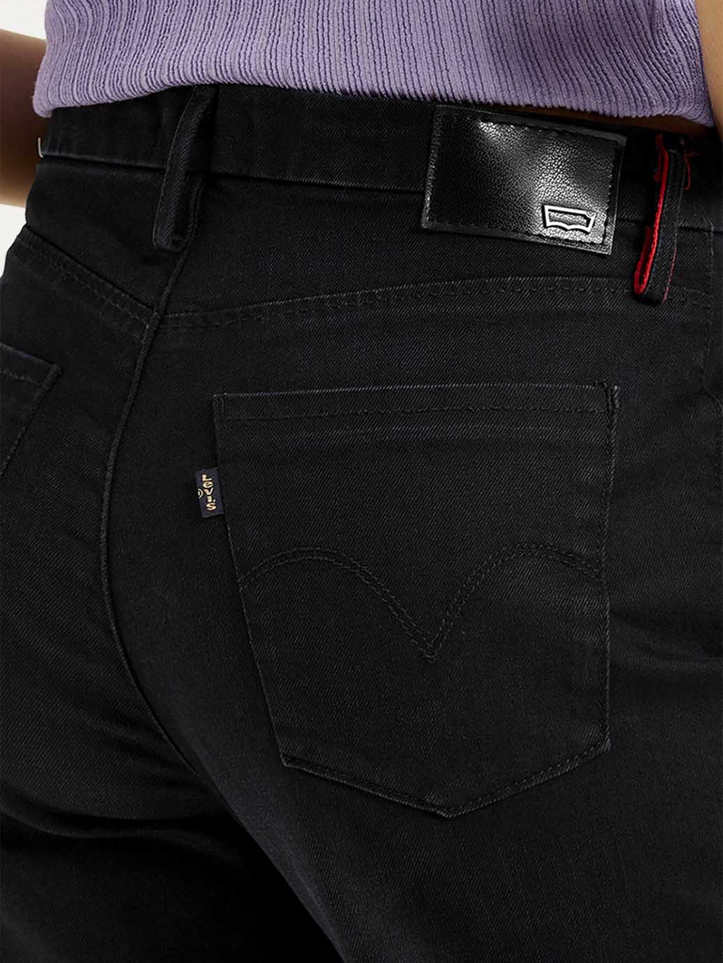 Women's Black Wide Leg Fit High Rise Jeans - Detail View