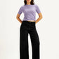 Women's Black Wide Leg Fit High Rise Jeans - Styleshot View