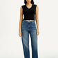 Women's Redloop Med Indigo Mile High Wide Leg Fit High Rise Jeans - Front View