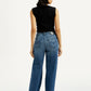 Women's Redloop Med Indigo Mile High Wide Leg Fit High Rise Jeans - Back View