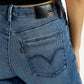 Women's Redloop Med Indigo Mile High Wide Leg Fit High Rise Jeans - Detail View