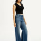 Women's Redloop Med Indigo Mile High Wide Leg Fit High Rise Jeans - Side View
