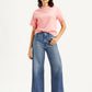 Women's Blue Mile High Wide Leg Fit High Rise Jeans - Styleshot View