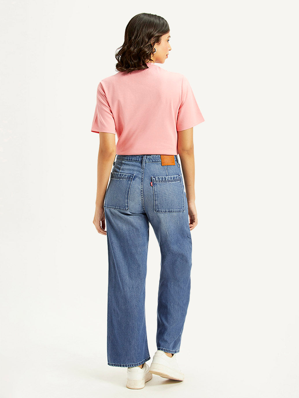 Women's Blue Mile High Wide Leg Fit High Rise Jeans - back View