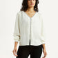 Women's Textured Off White V-Neck Top - Styleshot View