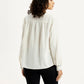 Women's Textured Off White V-Neck Top - Back View
