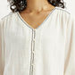 Women's Textured Off White V-Neck Top - Detail View