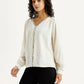 Women's Textured Off White V-Neck Top - Side View