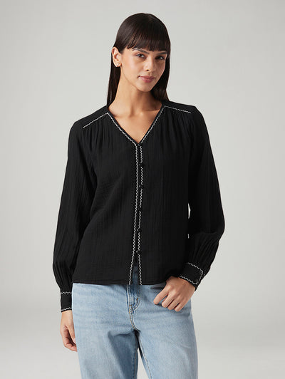 levi's Women's Solid Regular Fit Embroidery Top-picture-28