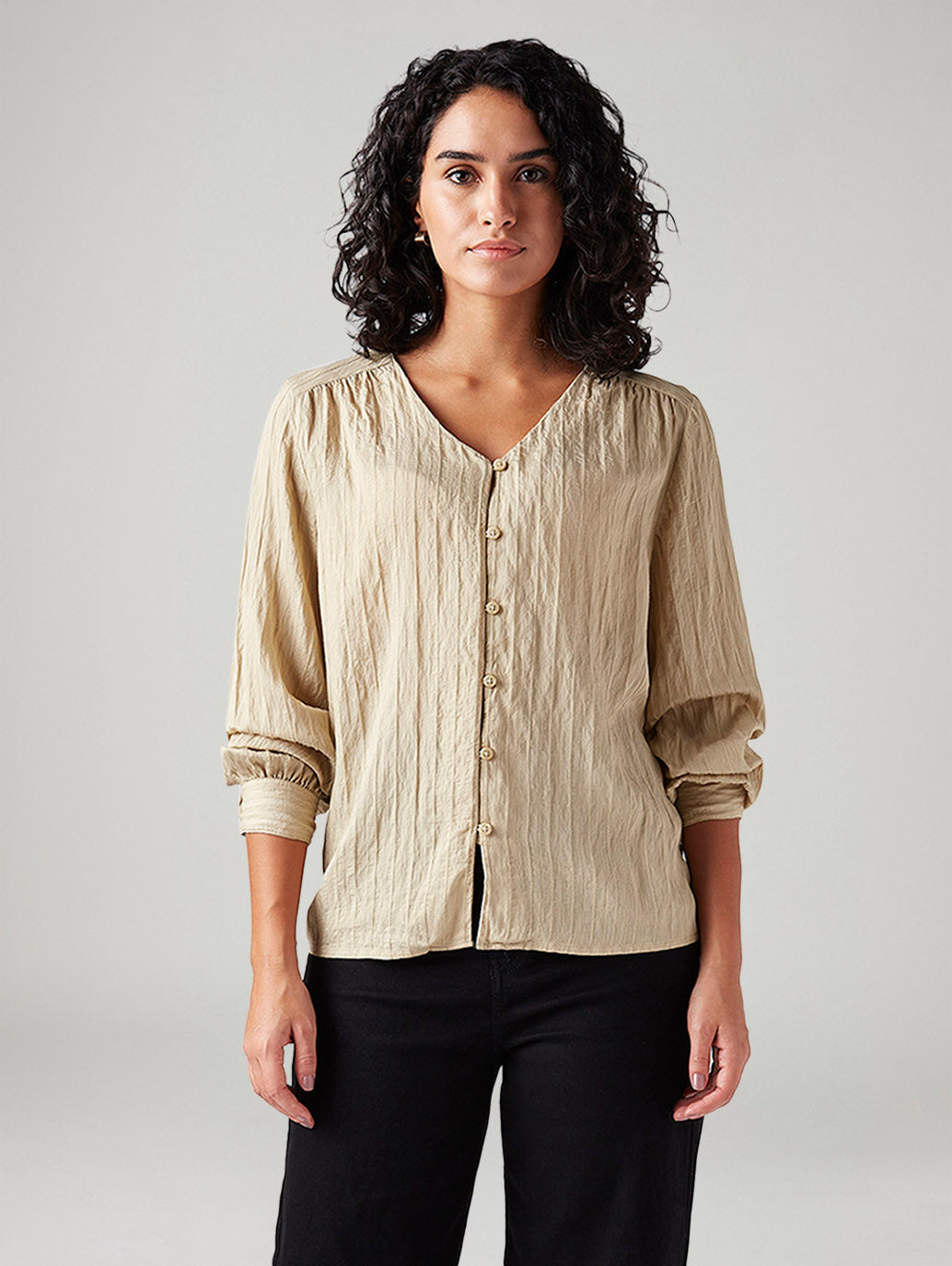 Women's Textured Regular Fit Top - Front View