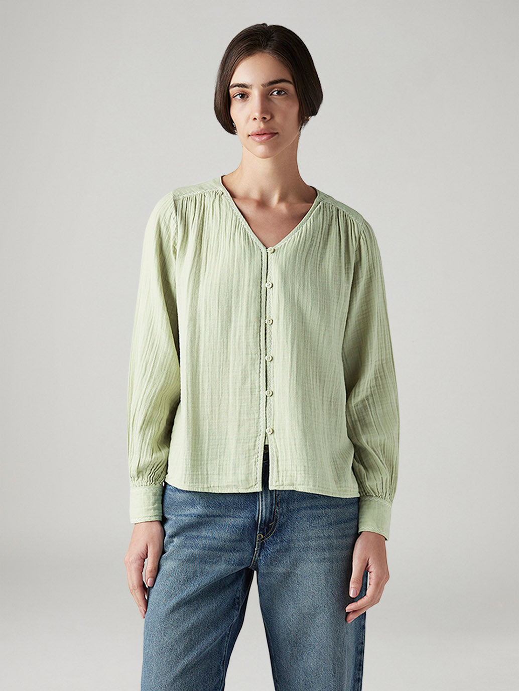 Women's Embroidered Regular Fit Top - Front View