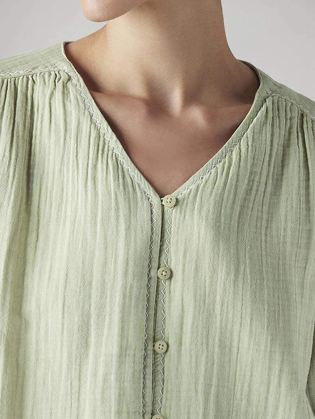 Women's Embroidered Regular Fit Top - Detail View