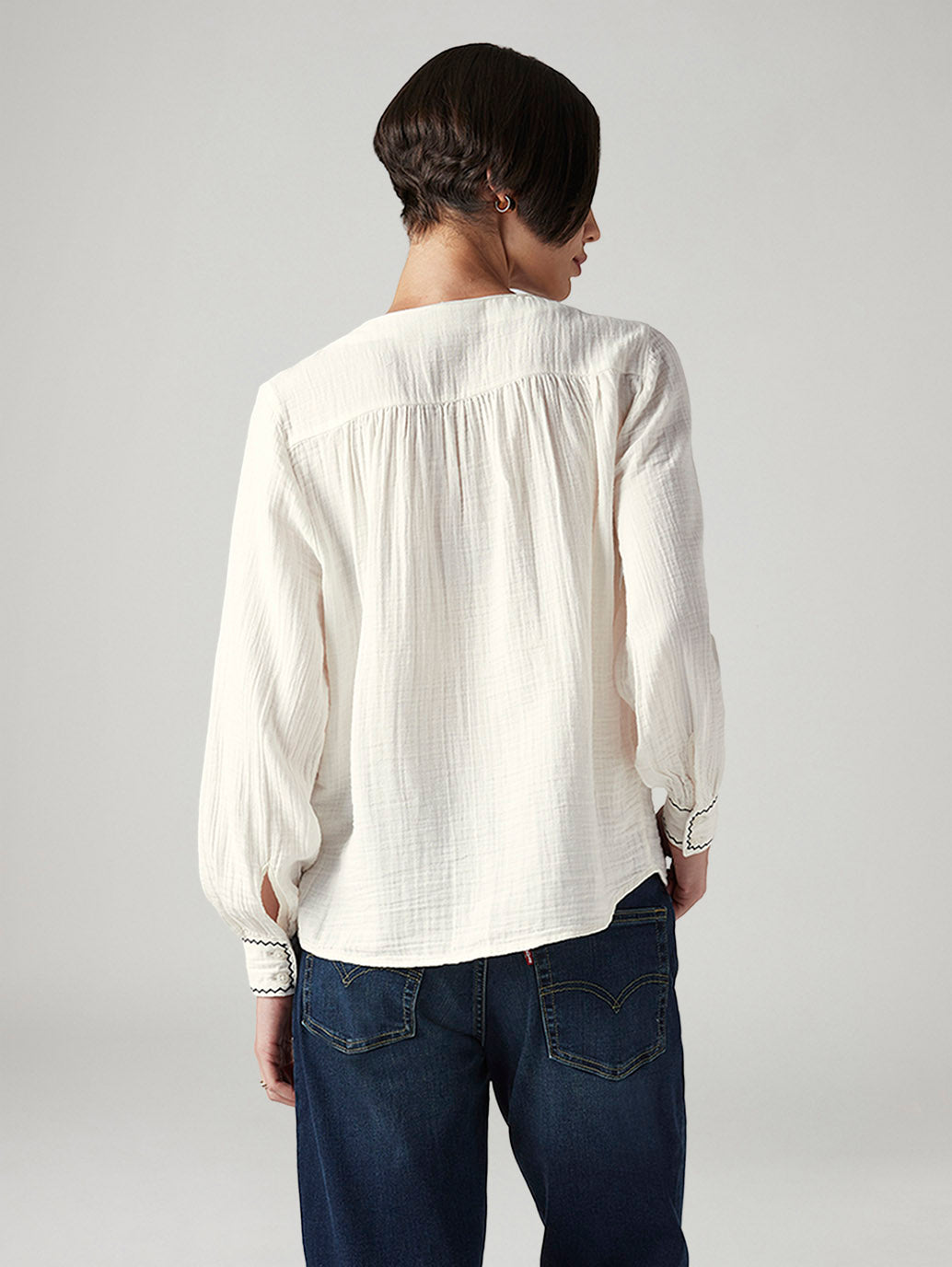 Women's Embroidered Regular Fit Top - Back View