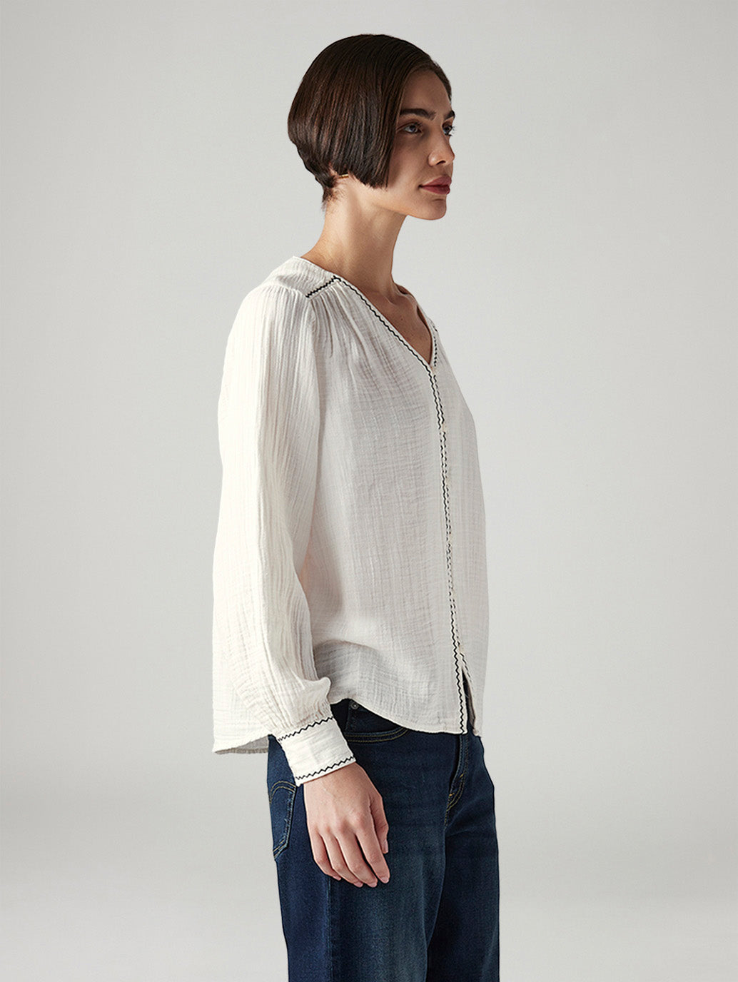 Women's Embroidered Regular Fit Top - Side View