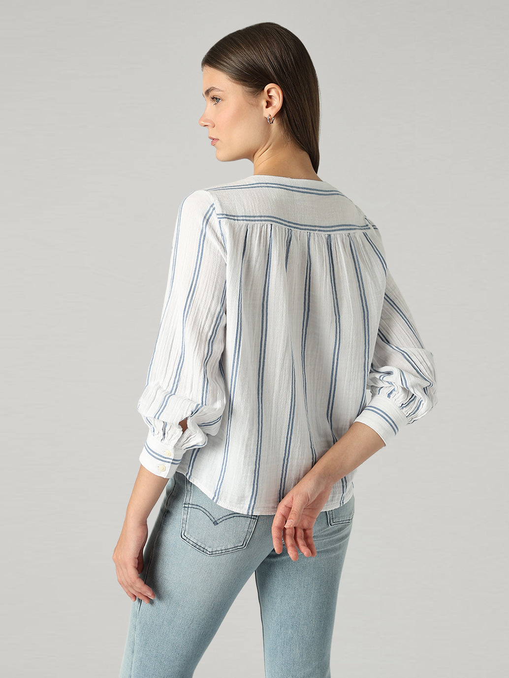 Women's Striped Relaxed Fit Top - Back View