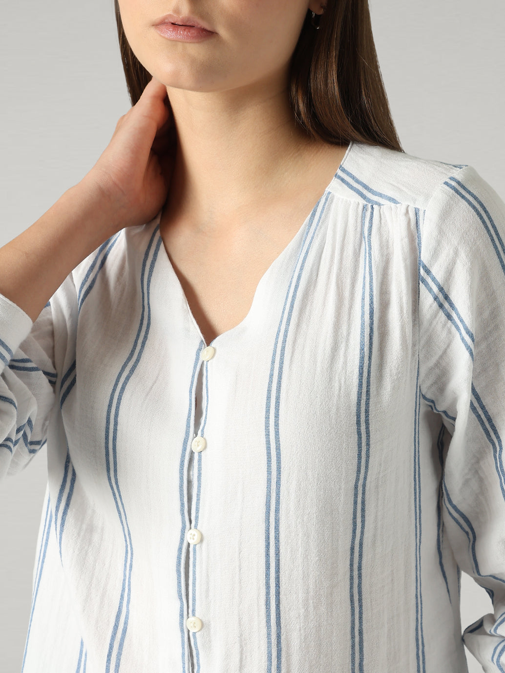 Women's Striped Relaxed Fit Top - Detail View