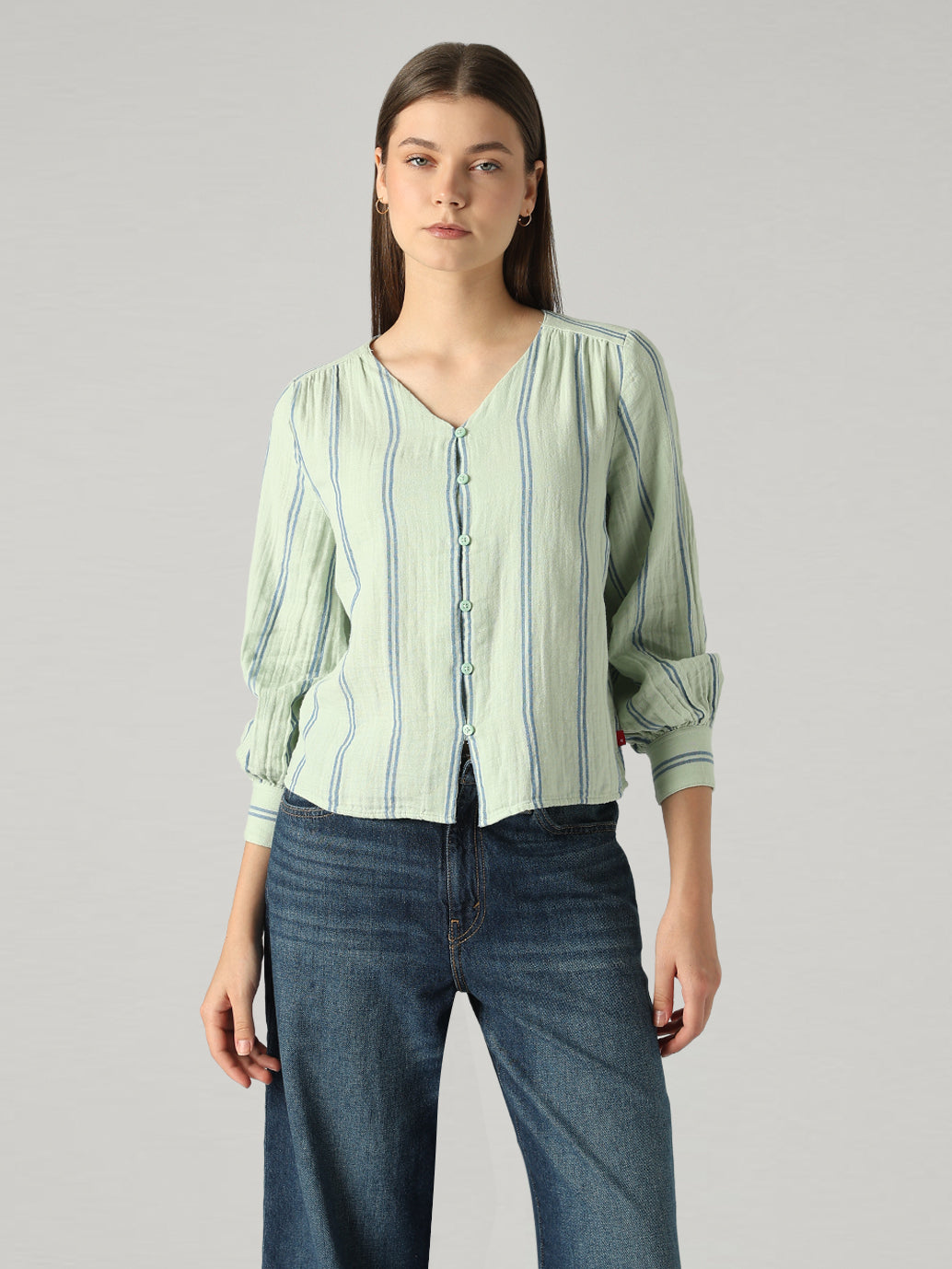 Women's Striped Relaxed Fit Top - Front View