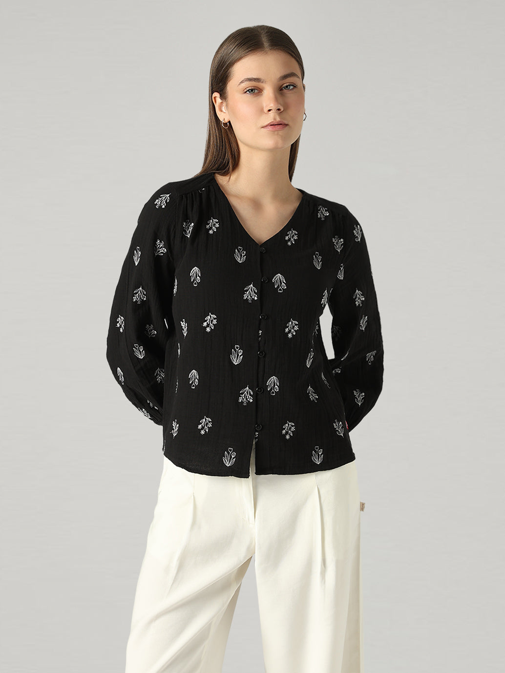 Women's Embroidered Relaxed Fit Top