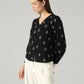 Women's Embroidered Relaxed Fit Top - Side View
