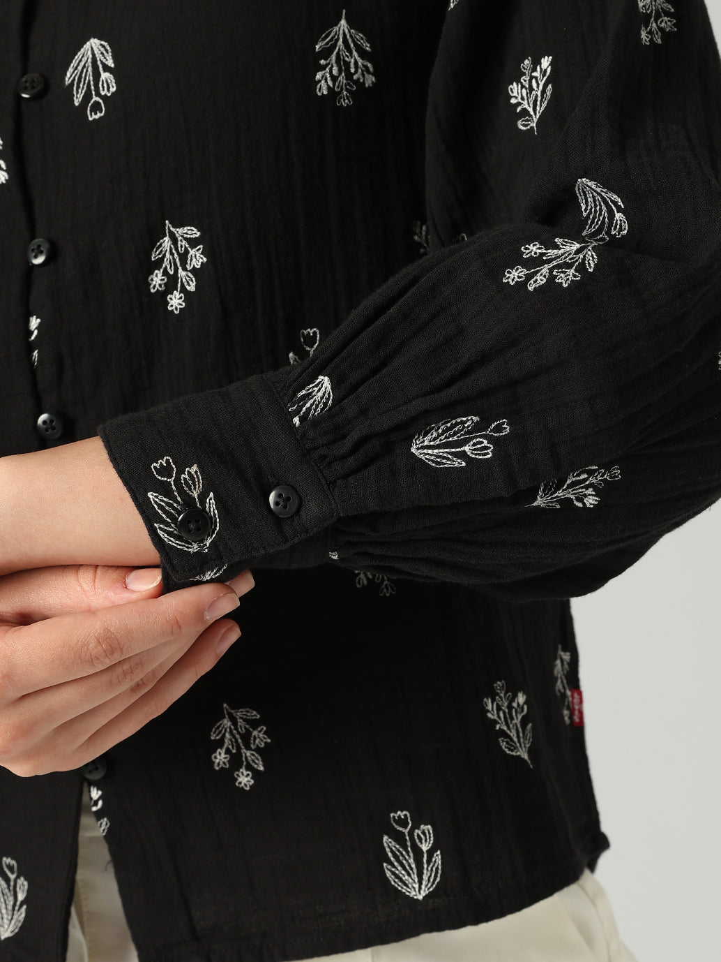 Women's Embroidered Relaxed Fit Top - Detail View