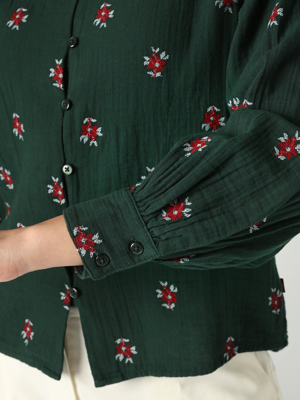 Women's Embroidered Relaxed Fit Top - Detail View