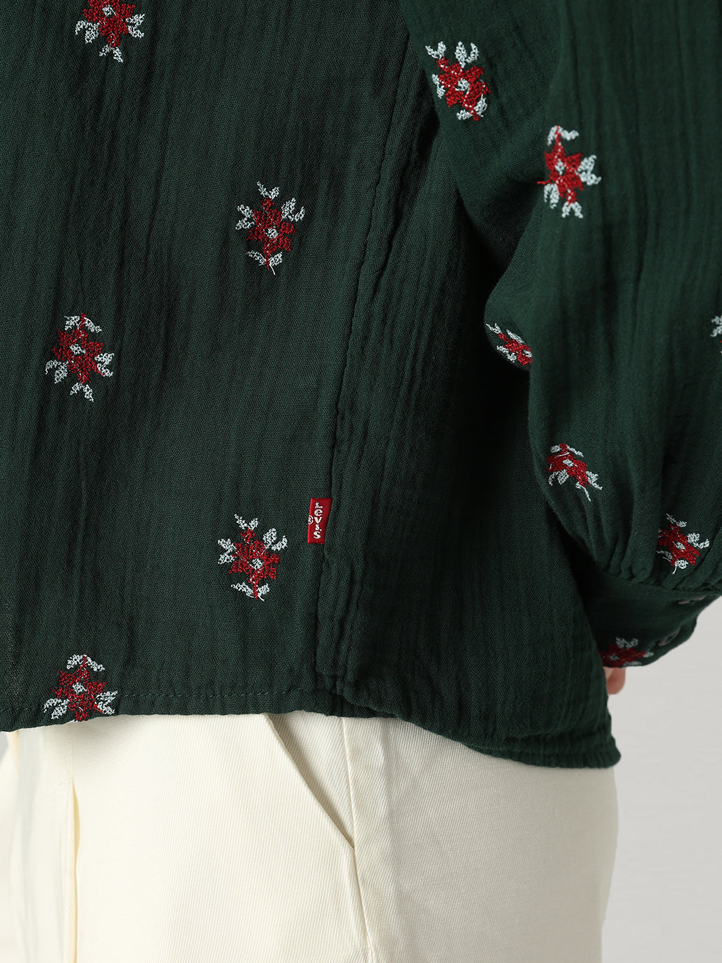 Women's Embroidered Relaxed Fit Top - Detail View