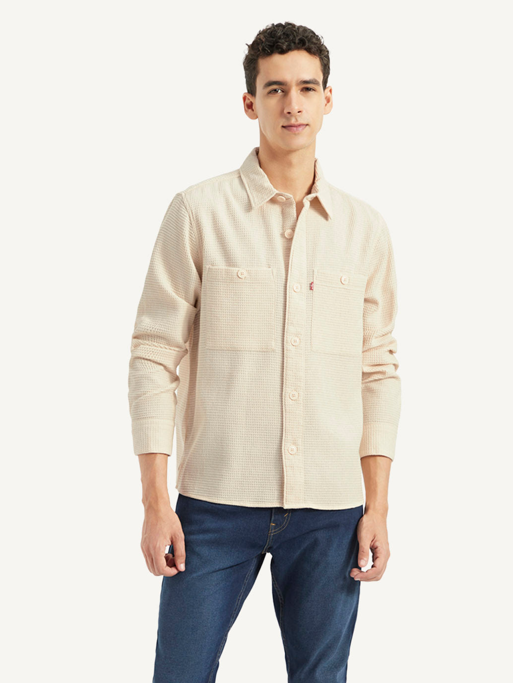 Men's Self Design Relaxed Fit Shirt - Front View