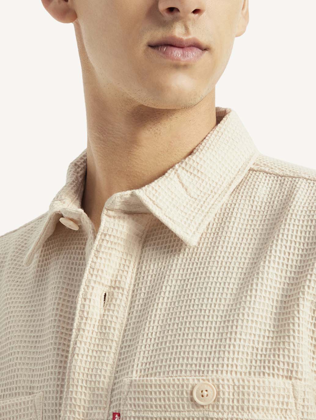 Men's Self Design Relaxed Fit Shirt - Detail View