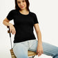 Women's Solid Slim Fit T-shirt - Elevated View