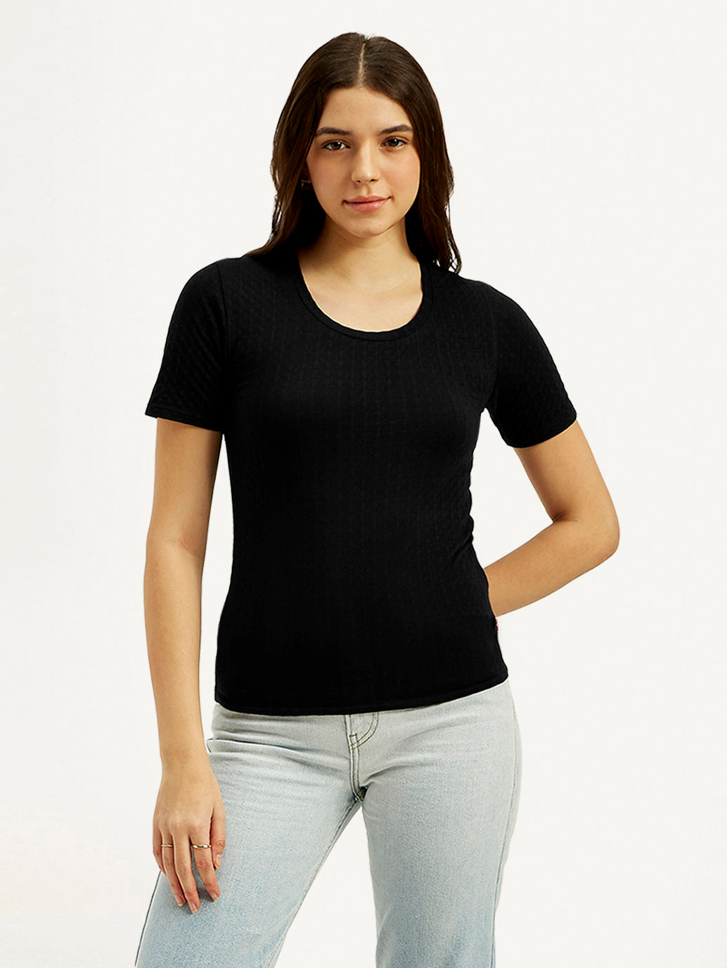 Women's Solid Slim Fit T-shirt - Front View