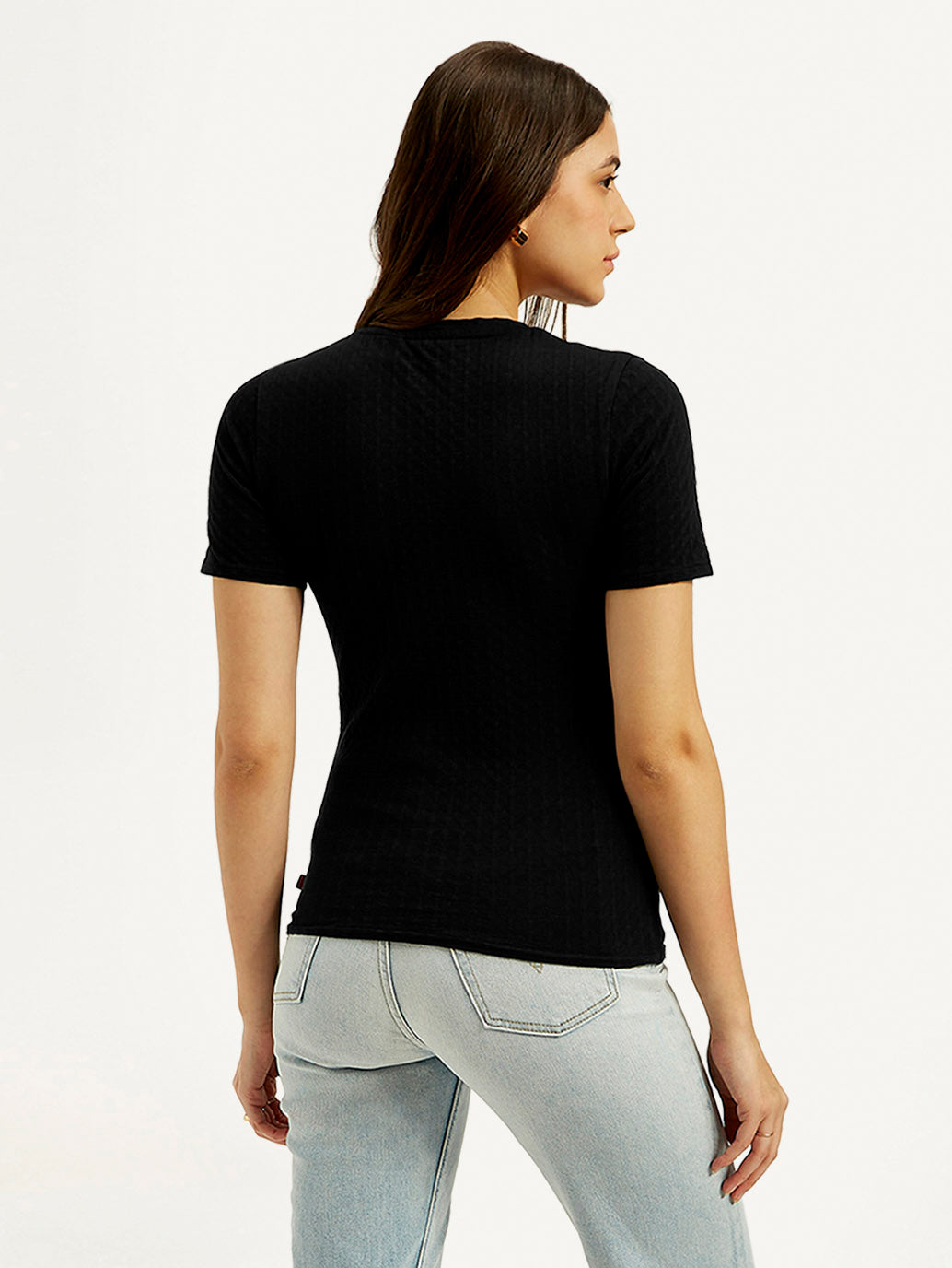 Women's Solid Slim Fit T-shirt - Back View