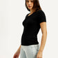 Women's Solid Slim Fit T-shirt - Side View