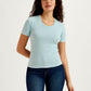 Women's Textured Slim Fit T-shirt - Front View