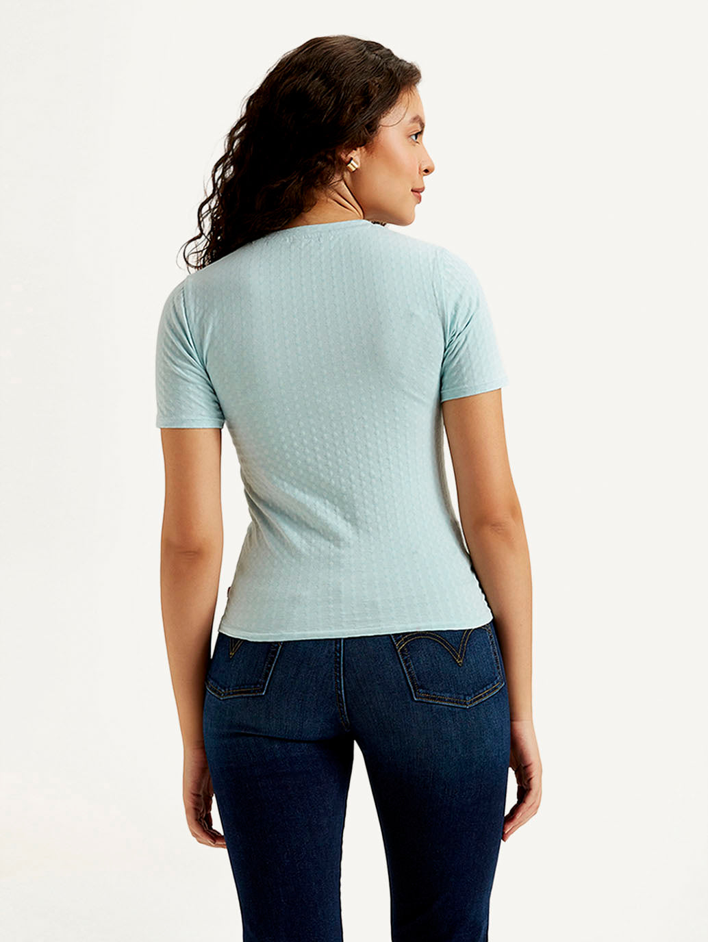 Women's Textured Slim Fit T-shirt - Back View