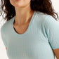 Women's Textured Slim Fit T-shirt - Detail View