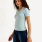 Women's Textured Slim Fit T-shirt - Side View