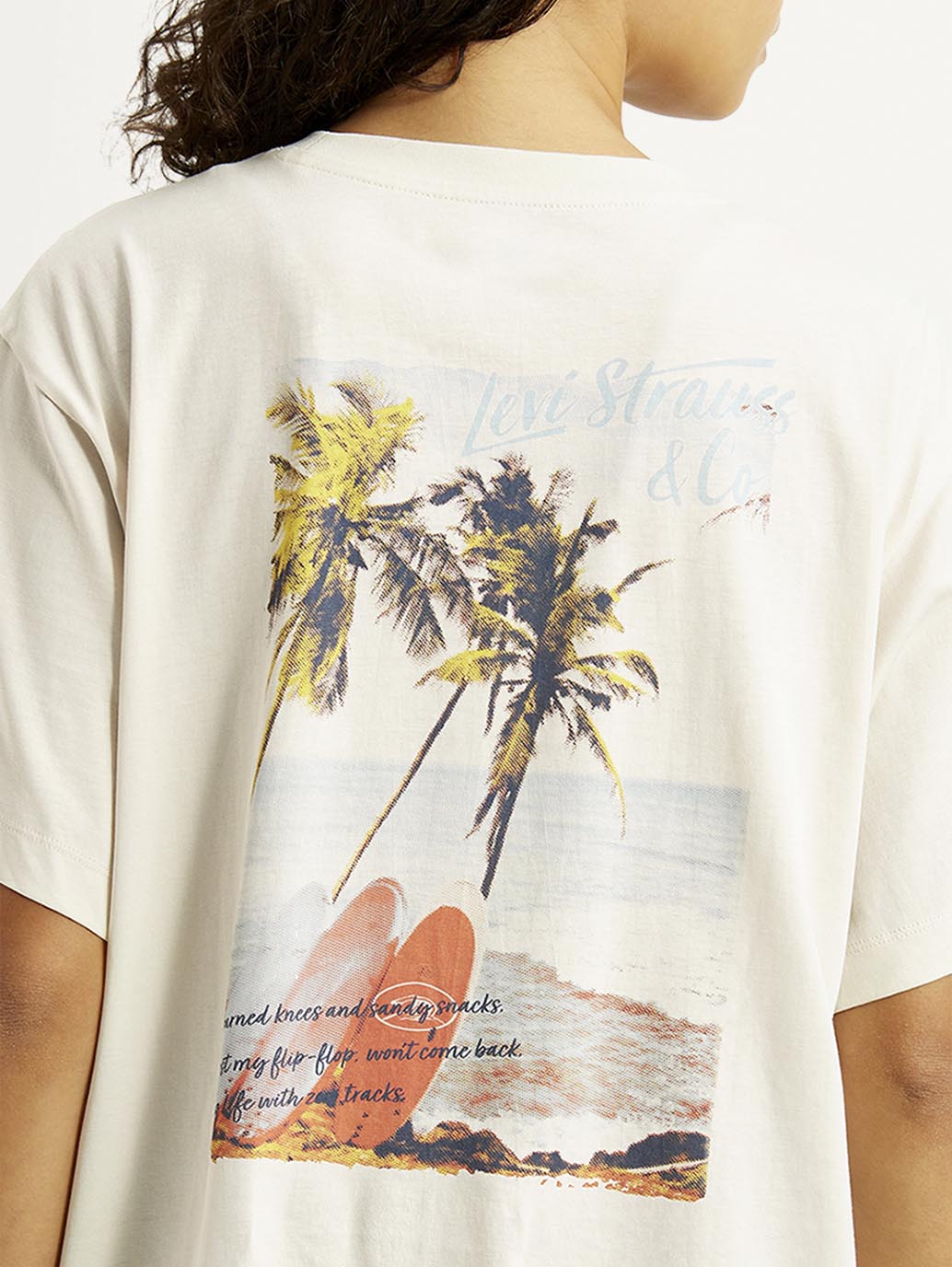 Women's Graphic Print Off White Oversized T-shirt - Detail View