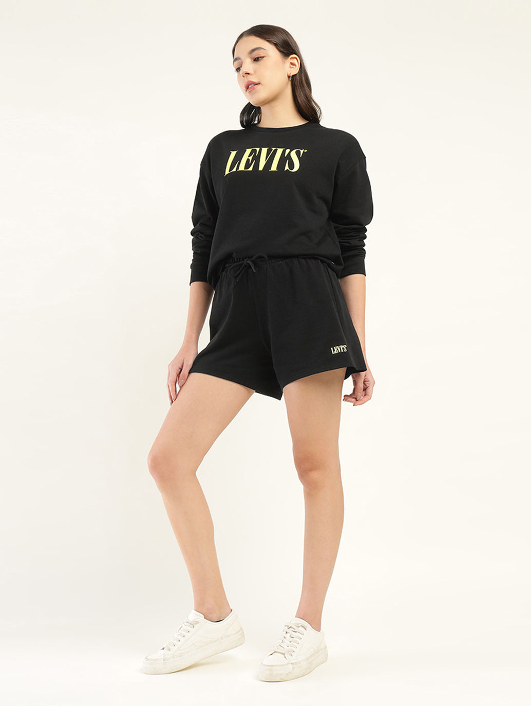 Women's Brand Logo Black Crew Neck Co-ord Set