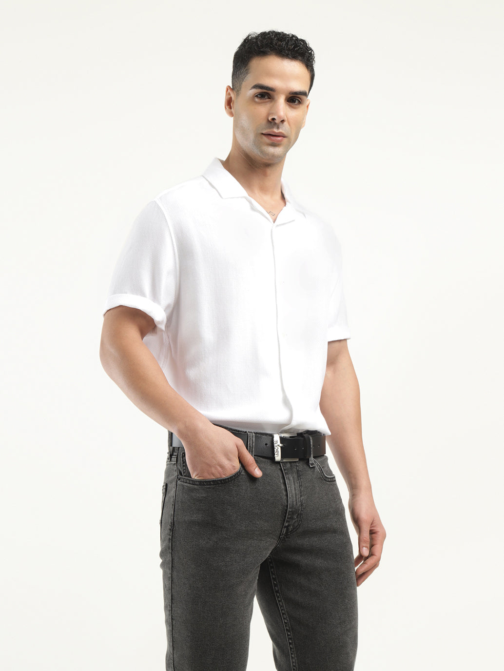Men's Solid Camp Collar Shirt