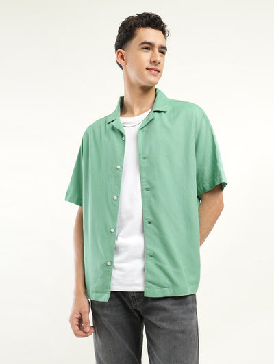 Men's Solid Camp Collar Shirt-image-14
