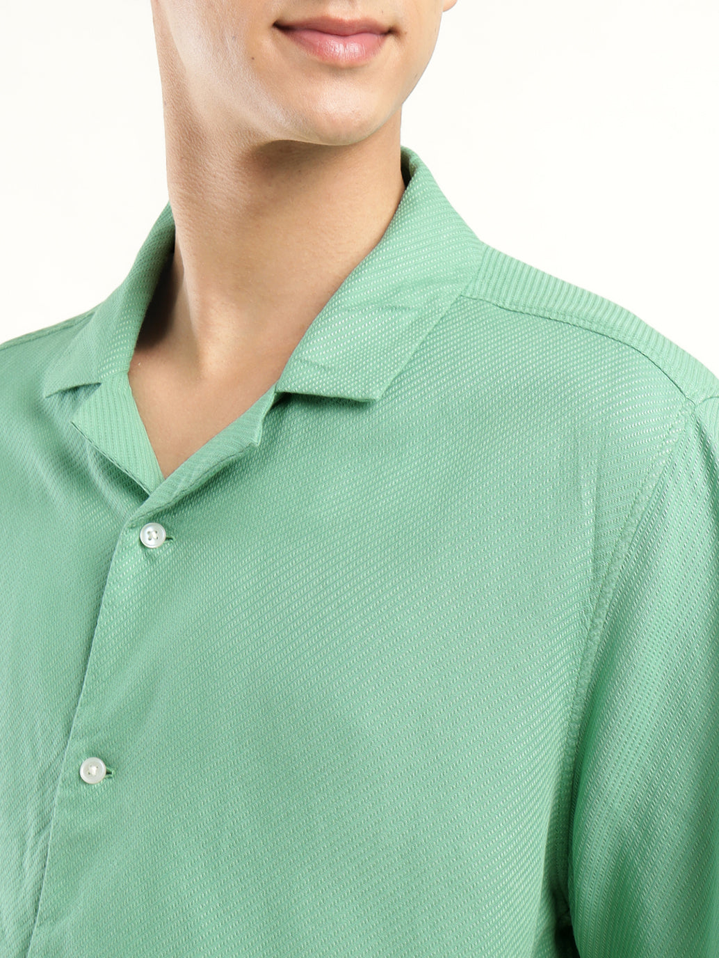 Men's Solid Camp Collar Shirt - Detail View