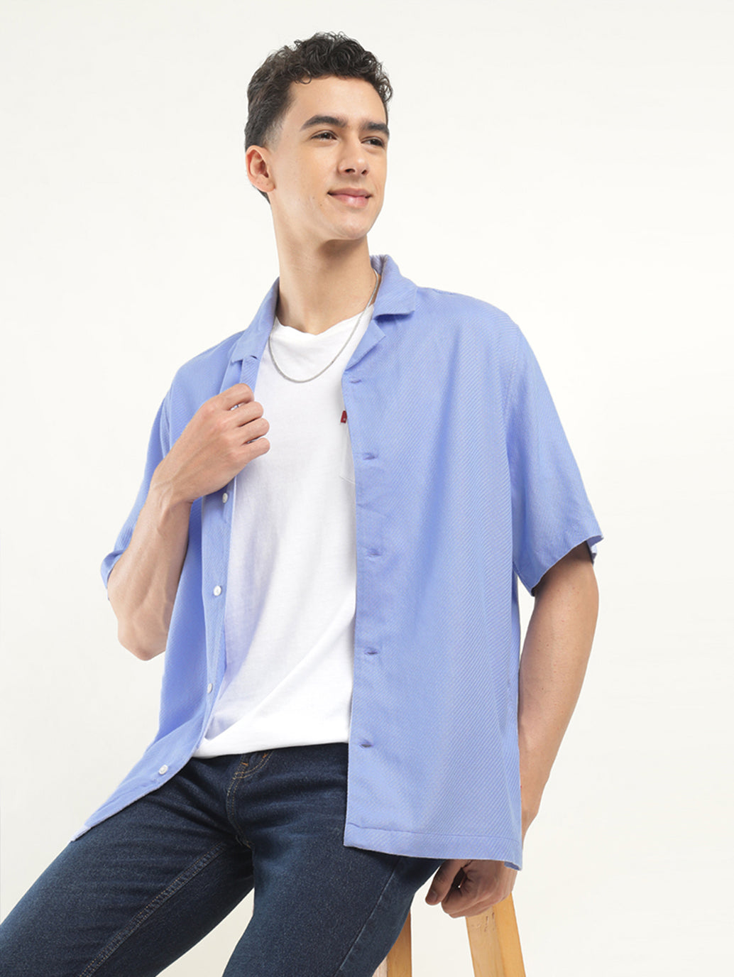 Men's Solid Camp Collar Shirt