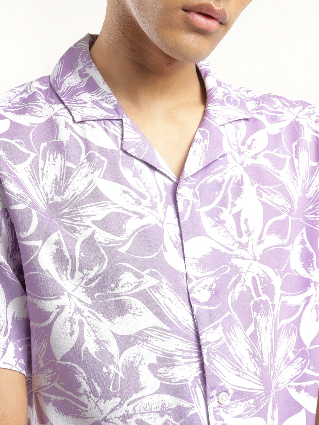 Men's Floral Print Camp Shirt