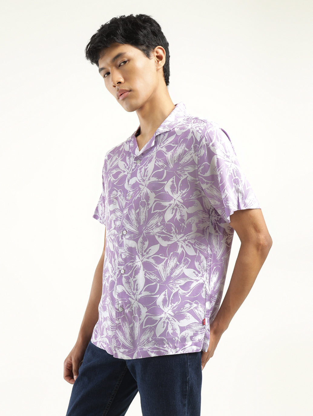 Men's Floral Print Camp Shirt