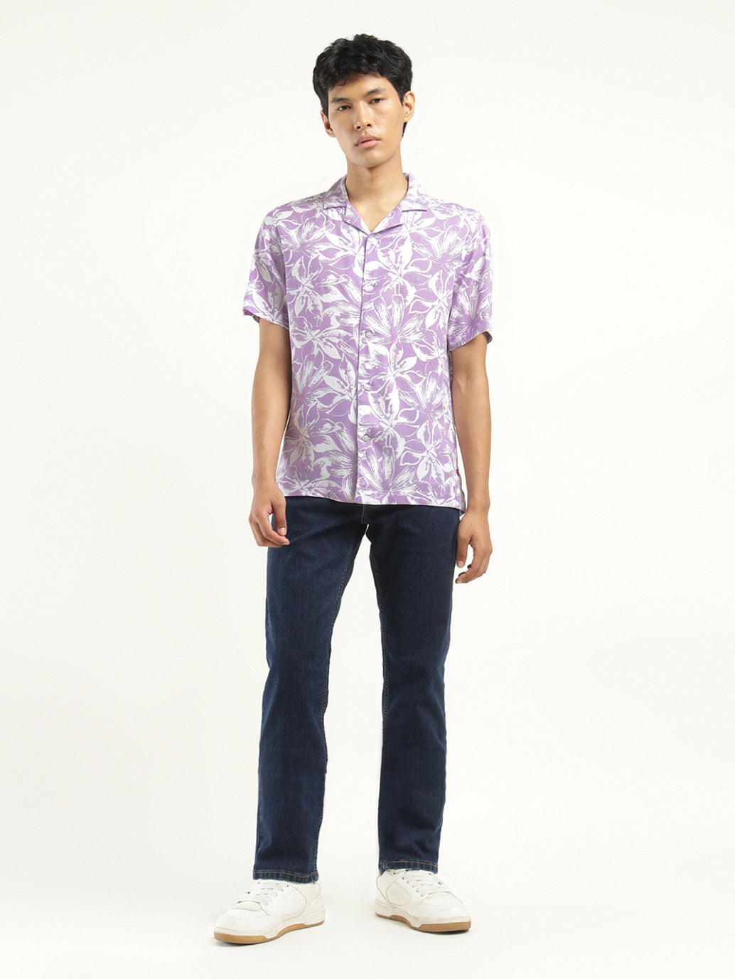 Men's Floral Print Camp Shirt