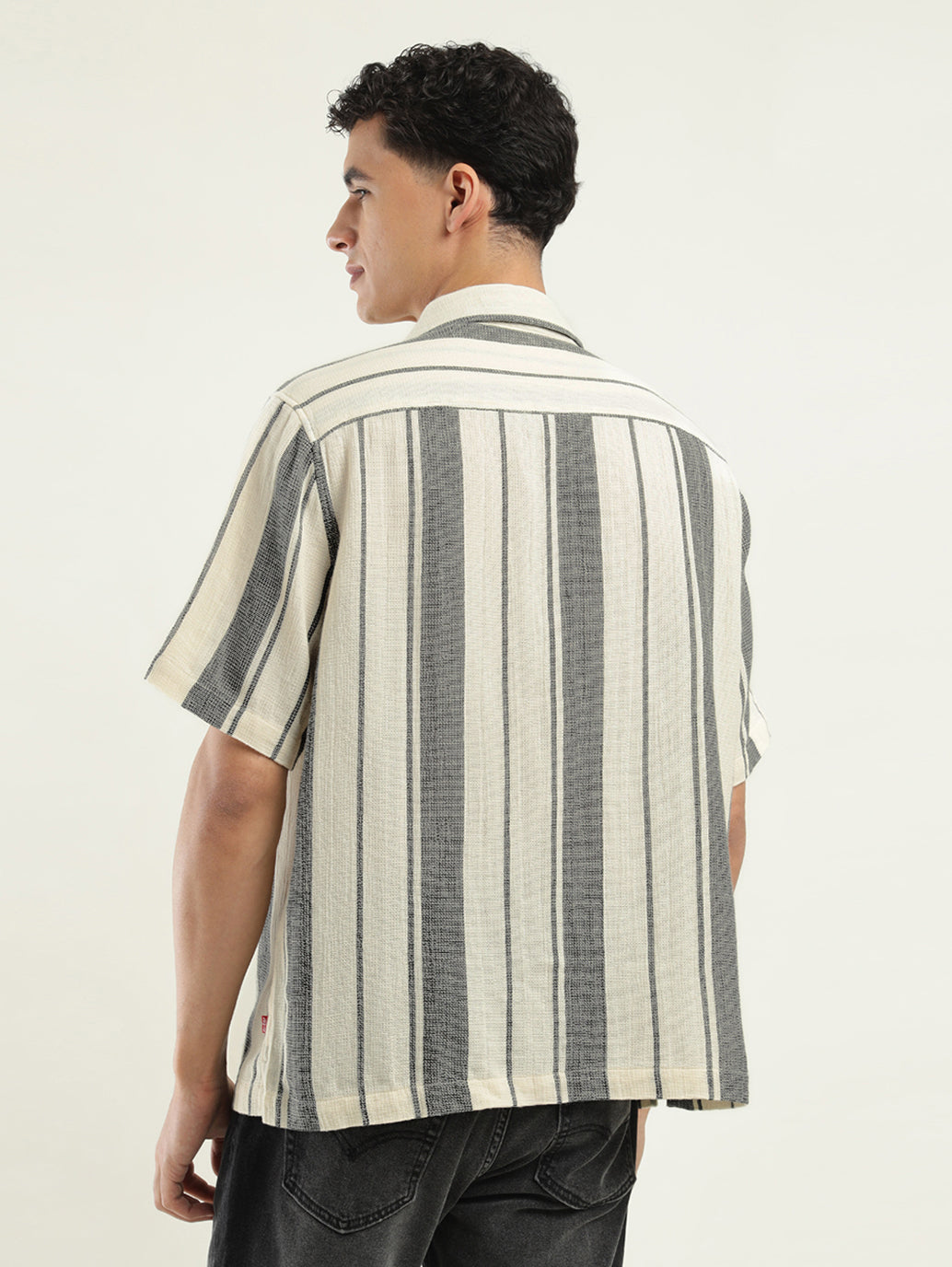 Men's Striped Spread Collar Shirt - Back View