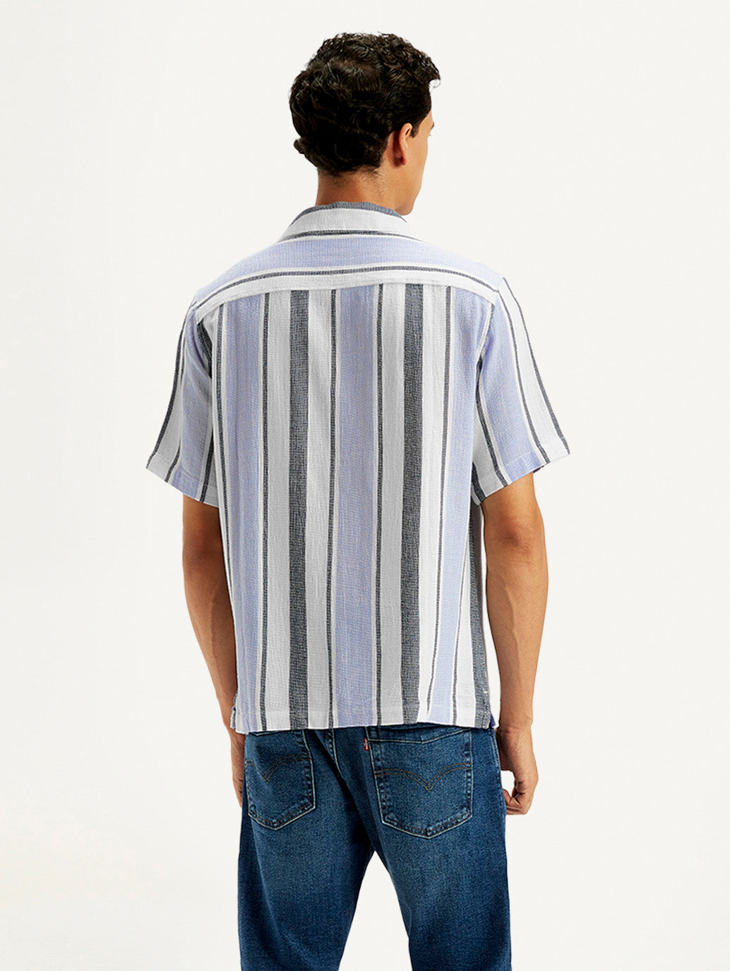 Men's Striped Spread Collar Shirt - Back View