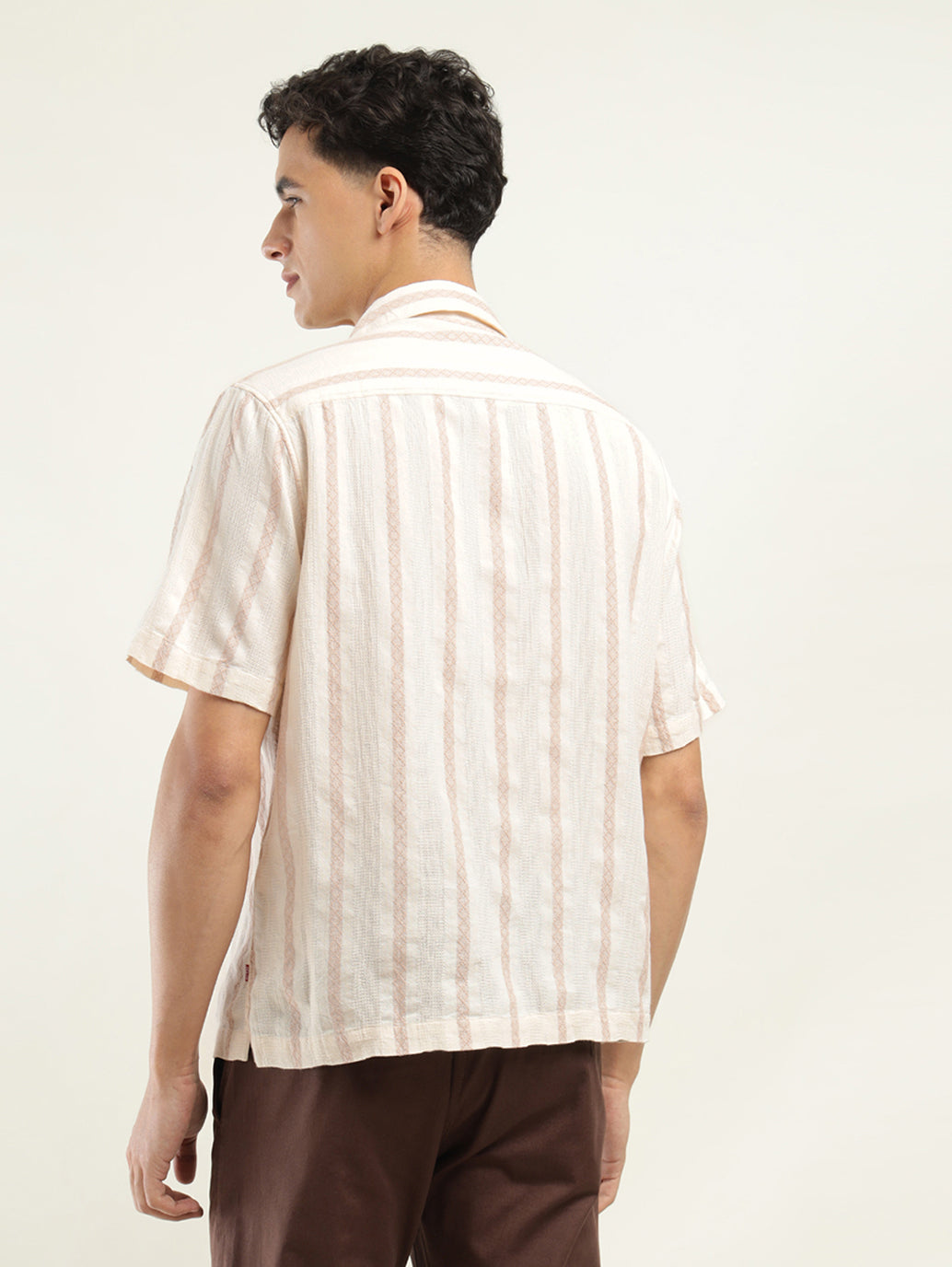 Men's Striped Spread Collar Shirt - Back View