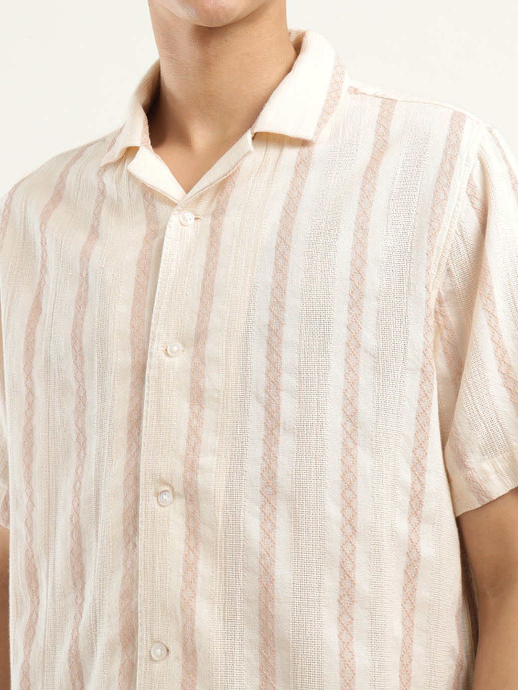 Men's Striped Spread Collar Shirt - Detail View
