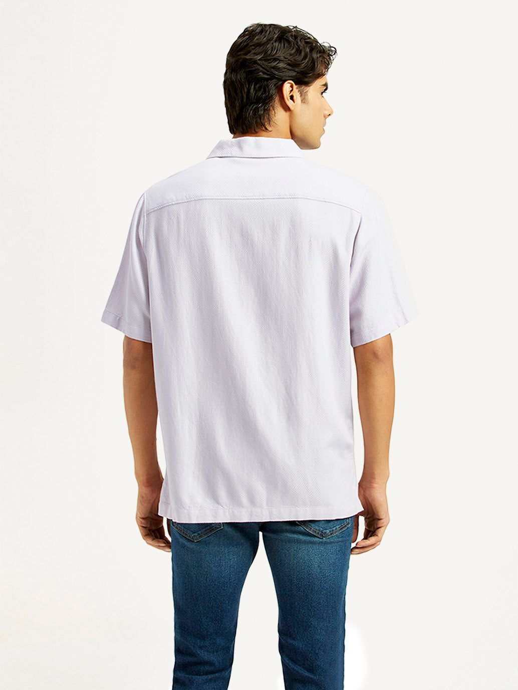 Men's Solid Lilac Camp Shirt - Back View